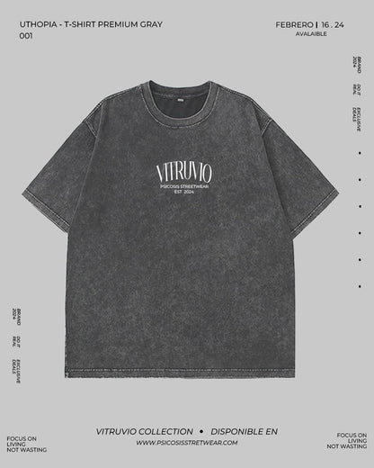 T - SHIRT UTHOPIA PREMIUM OVERSIZE -  DESGASTE GRAY