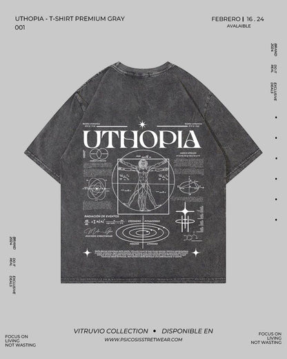 T - SHIRT UTHOPIA PREMIUM OVERSIZE -  DESGASTE GRAY