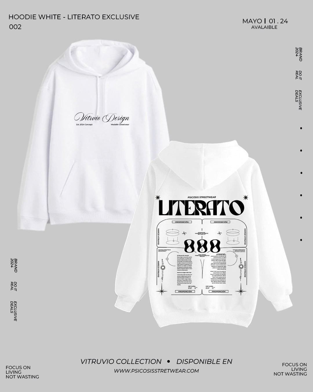 LITERATO - HOODIE WHITE OVERSIZE