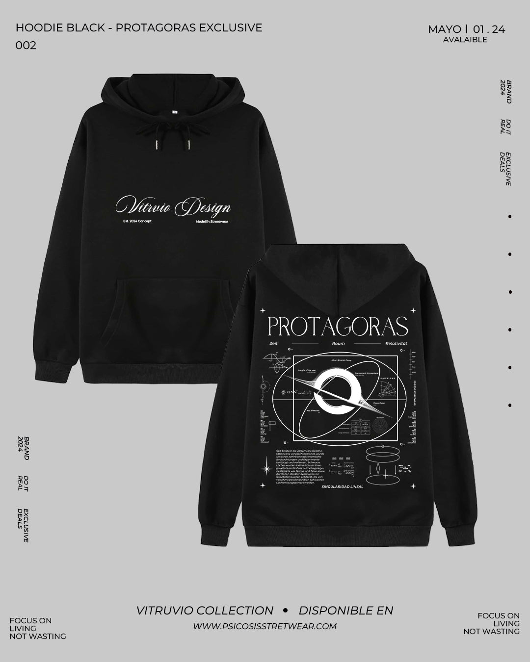 PROTAGORAS - HOODIE BLACK OVERSIZE